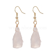 Natural Rose Quartz Irregular Nuggets Dangle Earrings, Gold Plated Brass Jewelry for Women, 40~56.5mm, Pin: 0.7mm(EJEW-JE05018-02)