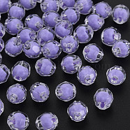 Transparent Acrylic Beads, Bead in Bead, Faceted, Round, Lilac, 8x7.5mm, Hole: 2mm, about 2000pcs/500g(TACR-S152-17A-SS2114)