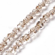 Transparent Electroplate Glass Beads Strands, Pearl Luster Plated, Faceted, Bowknot, Peru, 6x8x7.5mm, Hole: 1.5mm, about 93~97pcs/strand, 20.87~21.26 inch(53~54cm)(EGLA-L043-PL02)