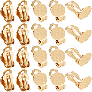 40Pcs 304 Stainless Steel Clip-on Earring Findings, Earring Settings, Flat Round, Golden, Tray: 9.8mm, 16x10x7mm(STAS-SC0008-39G)