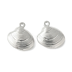 Brass Pendants, Cadmium Free & Lead Free, Shell Shape Charms, Rack Plating, Long-Lasting Plated, Platinum, 14.5x13.5x4.5mm, Hole: 1mm(FIND-B046-05P)