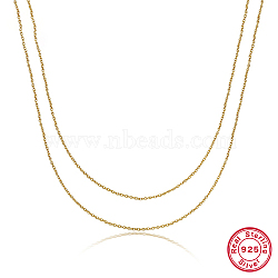 925 Sterling Silver Double Layer Necklaces, Cable Chains Necklaces, Golden, 19.69 inch(50cm)(XE7887-1)