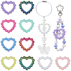 30Pcs 10 Colors Opaque Acrylic Bead Frame, Heart, Mixed Color, 43x39x7.3mm, 3pcs/color(SACR-SP0001-08)