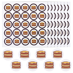 PVC Plastic Waterproof Stickers, Dot Round Self-adhesive Decals, for Helmet, Laptop, Cup, Suitcase Decor, Hamburger Pattern, 195x195mm, 25pcs/sheet(DIY-WH0386-18D)
