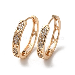 Brass Micro Pave Cubic Zirconia Hoop Earrings, Hollow Horse Eye, Light Gold, 25x26x4mm(EJEW-M238-60KCG)