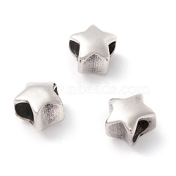 304 Stainless Steel European Beads, Large Hole Beads, Manual Polishing, Star, Antique Silver, 10x11x8mm, Hole: 4.5mm(STAS-M298-08AS)