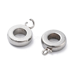 304 Stainless Steel Pendant Bails, Flat Round, Stainless Steel Color, 12.5x9x3mm, Hole: 2mm, Inner Diameter: 4mm(STAS-P374-02P)