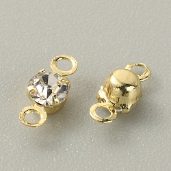 Brass Clear Cubic Zirconia Connector Charms, Diamond Link, Light Gold, 7.5x3x2.5mm, Hole: 1mm(RB-WH0005-002A-KCG)