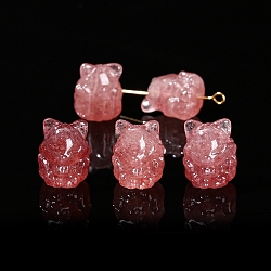 Natural Strawberry Quartz Carved Beads, Nine-Tailed Fox, 15x12mm(PW-WGC28A1-03)