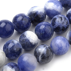 Natural South Africa Sodalite Beads Strands, Round, 10mm, Hole: 1mm, about 40pcs/strand, 15.7 inch(X-G-S259-35-10mm)