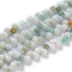 Natural Myanmar Jade/Burmese Jade  Beads Strands, Top Drilled, Faceted, Teardrop, 4~5mm, Hole: 0.9mm, about 88pcs/strand, 16.54 inch(42cm)(G-H243-17)