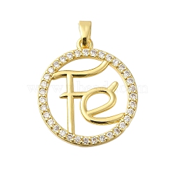 Rack Plating Brass Micro Pave Clear Cubic Zirconia Hollow Connector Charms, Ring with FE Links, Long-Lasting Plated, Cadmium Free & Lead Free, Real 18K Gold Plated, 23.5x21x2mm, Hole: 4.5x2.5mm(KK-M079-09G)