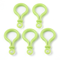 Opaque Solid Color Bulb Shaped Plastic Push Gate Snap Keychain Clasp Findings, Green Yellow, 57.5x32x12mm, Hole: 6mm(KY-T021-01F)