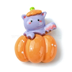 Halloween Theme Opaque Resin Decoden Cabochons, Bat with Pumpkin, 27.5x20.5x9.5mm(CRES-Q219-03G)