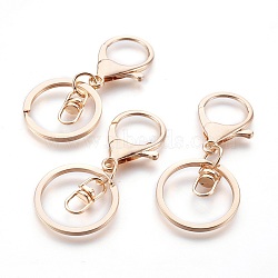 Alloy Keychain Clasp Findings, with Iron Key Rings, Golden, 68x30x5mm(X-IFIN-F151-02G)