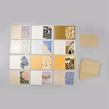 12Pcs Paper Greeting Card, with 12Pcs Envelope, Rectangle, Mixed Color, 123x185x0.5mm