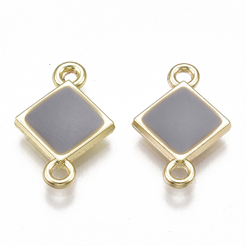 Alloy Links connectors, with Enamel, Rhombus, Light Gold, Slate Gray, 17x11.5x2mm, Hole: 1.5mm