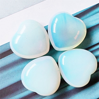 Synthetic Opalite Healing Stones, Heart Love Stones, Pocket Palm Stones for Reiki Ealancing, 30x30x15mm