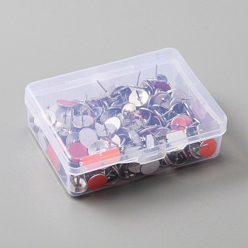 Iron Push Pins, Drawing Push Pins, Reflective Tacks, Round, Mixed Color, 11x10mm, 200pcs/box