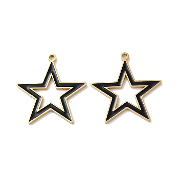 Ion Plating(IP) 304 Stainless Steel Pendants, with Enamel, Star Charm, Golden, 25x24x1.5mm, Hole: 1.6mm