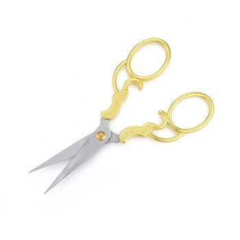 201 Stainless Steel Scissors, Vintage Retro Scissors, for Craft, Needlework, Golden & Stainless Steel Color, 13x5.15x0.55cm