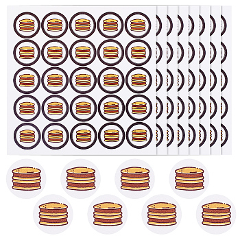 PVC Plastic Waterproof Stickers, Dot Round Self-adhesive Decals, for Helmet, Laptop, Cup, Suitcase Decor, Hamburger Pattern, 195x195mm, 25pcs/sheet