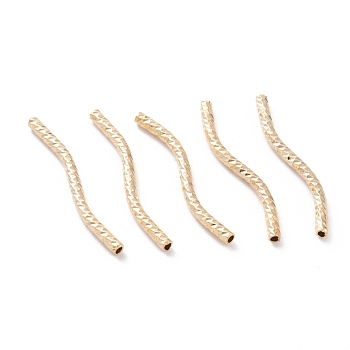 Brass Tube Beads, Long-Lasting Plated, Curved Beads, Real 24K Gold Plated, 29.5x2mm, Hole: 1mm