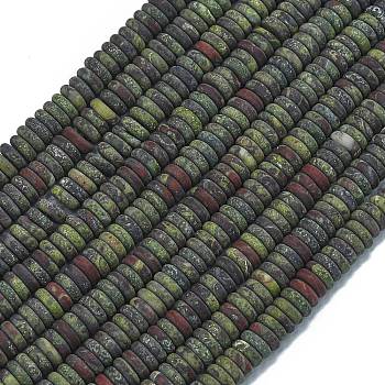 Frosted Natural Dragon Blood Beads Strands, Rondelle, 6x2mm, Hole: 0.7mm, about 182pcs/strand, 15.16''(38.5cm)