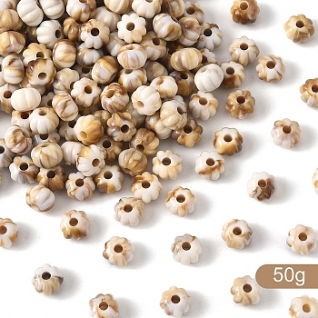 50g Resin Beads, Imitation Shell Beads, Flower, 7x5mm