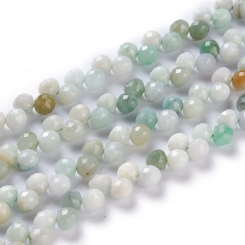 Natural Myanmar Jade/Burmese Jade  Beads Strands, Top Drilled, Faceted, Teardrop, 4~5mm, Hole: 0.9mm, about 88pcs/strand, 16.54 inch(42cm)