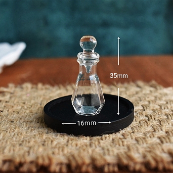 Mini Glass Bottle Tableware Display Decorations, with Black Wood Tray, for Dollhouses, Clear, 16x35mm