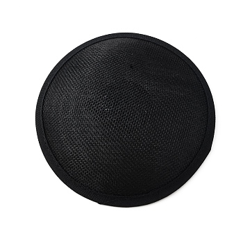 Cotton & Felt Round Fascinator Hat Base for Millinery, with Iron Alligator Clip, Black, 130~135x2.5mm