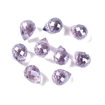 Electroplate Glass Beads, Pearl Luster Plated, Faceted, Teardrop, Medium Purple, 8x6mm, Hole: 1mm