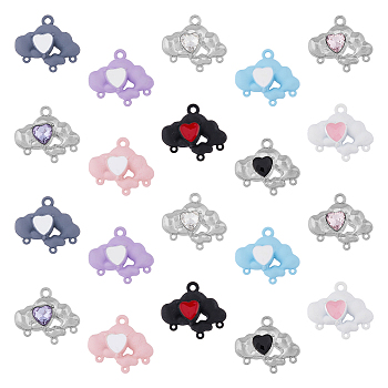 20Pcs 10 Styles Alloy Chandelier Component Links, Cloud with Heart, Mixed Color, 18.5~19x21x4.5~5mm, Hole: 1.8mm,  2pcs/style