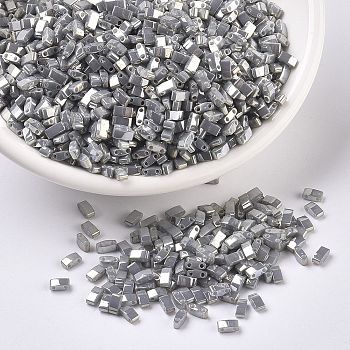 MIYUKI Half TILA Beads, Japanese Seed Beads, 2 Hole, (HTL443) Opaque Gray Luster, 5x2.3x1.9mm, Hole: 0.8mm, about 250pcs/10g