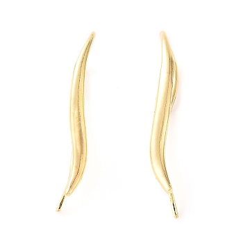 Alloy Dangle Earrings, Leaf, Golden, 30x3.5mm, Pin: 1mm