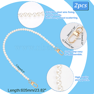 Elite 2Pcs Plastic Imitation Pearl Bead Bag Straps(FIND-PH0008-18B)-2