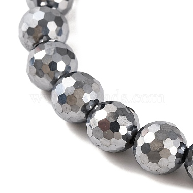 Faceted Round Terahertz Stone Beaded Stretch Bracelets for Women Men(BJEW-H590-04A-01)-2