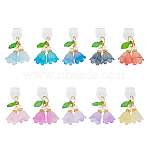 Plastic Mobile Dustproof Plugs, with Acrylic Flower Pendants, Mixed Color, 3.2cm, 10pcs/set(PALLOY-OC00024)