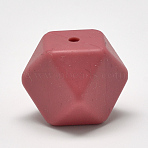 Food Grade Eco-Friendly Silicone Focal Beads, Faceted Cube, Indian Red, 14x14x14mm, Hole: 2mm(SIL-Q009B-50)