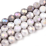 Anti-Tarnish Electroplate Glass Beads Strands, Imitation Gemstone, Round, AB Color Plated, Faceted(32 Faceted), Gainsboro, 10mm, Hole: 1.2mm, about 37pcs/strand, 14.96''(38cm)(EGLA-T021-10mm-15-01)