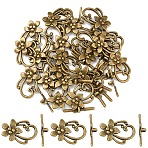 20Pcs Tibetan Style Alloy Toggle Clasps, Flower, Lead Free and Cadmium Free, Antique Bronze, 28x20mm, Hole: 2mm(TIBE-YW0001-99AB)