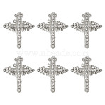 6Pcs Rhinestone Cross Embroidery For Cloth Accessories, White, 80x65x7mm(FIND-HY0003-81B)