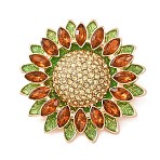 Alloy & Rhinestone Lapel Pin Brooches, Sunflower, Golden, Golden, 46.5mm(RB-CBA1388-01G)