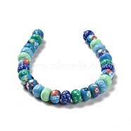 Handmade Polymer Clay Beads Strands, with Seed Beads, Rondelle with Flower Pattern, Colorful, 8~8.5x5~5.5mm, Hole: 2.5mm, about 29pcs/strand, 7.44 inch(18.9cm)(CLAY-G110-01)
