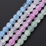 Crackle Glass Beads Strands, Frosted, Round, Mixed Color, 6mm, Hole: 1mm, about 65~68pcs/strand, 15.35~15.75 inch(39~40cm)(GLAA-S192-D-007)