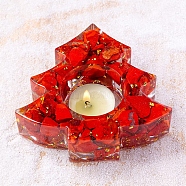 Natural Red Jasper & Resin Candle Holder Molds, Christmas Tree, 110x110x31mm, Inner Diameter: 45mm(DJEW-H012-03B)