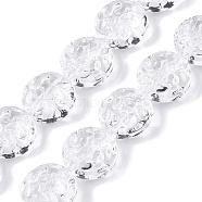 Transparent Glass Beads Strands, Flat Round, Clear, 13x7.5mm, Hole: 0.9mm, about 30pcs/strand, 14.96 inch(38cm)(GLAA-N001-53)