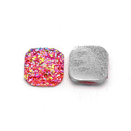 Resin Cabochons, Square, Red, 9.5x9.5x3mm(RESI-WH0026-02C)