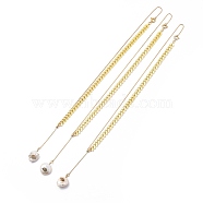 Lariat Necklaces, with Natural Cultured Freshwater Pearl Pendants, Cubic Zirconia and Brass Findings, Golden, 19.09 inch(48.5cm)(NJEW-JN02999-M)